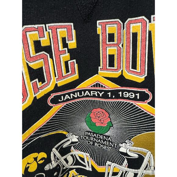 Vintage Hanes Black Rose Bowl 1991 Iowa Hawkeye Washington Huskies Sweatshirt XL - Picture 6 of 7